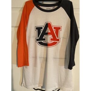 Pressbox Auburn Tigers Raglan 3/4 Sleeve T-Shirt Medium White Orange Navy Mens